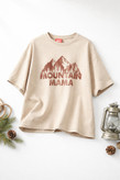 تیشرت زنانه نخ پنبه قواره دار با طرح Mountain Mama